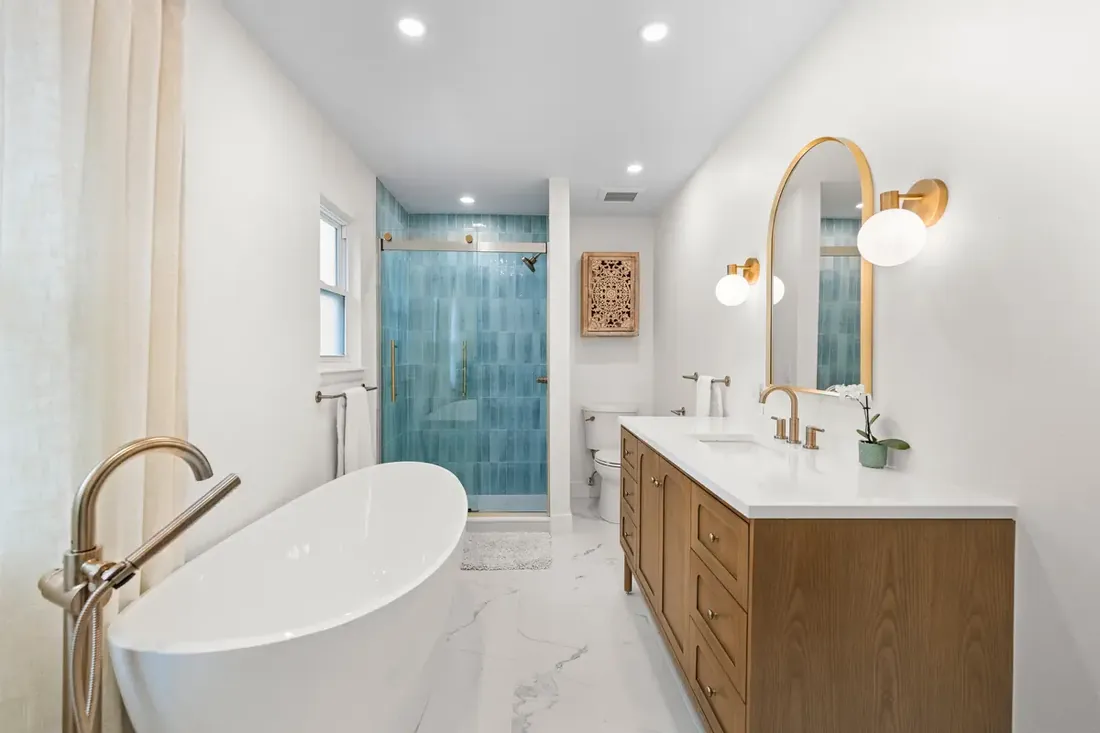Primary bathroom remodel in Broomfield, Colorado after a layout reconfiguration